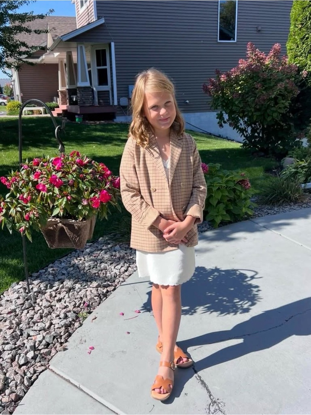 Kids Tan Plaid Jacket
